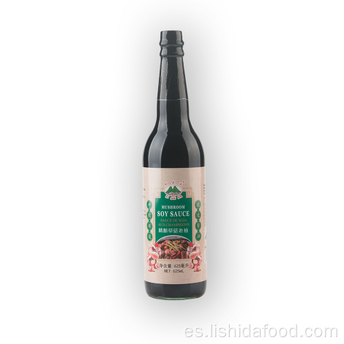 Salsa de soja oscura de champiñones de botella de vidrio de 625 ml